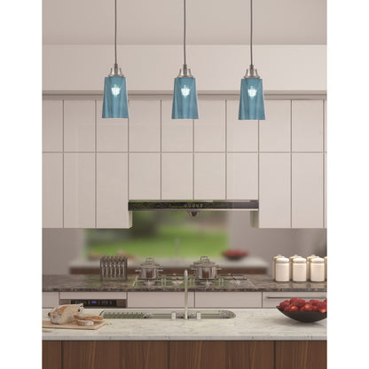 Toltec Cord 4.5in 1-Light Pendant | Graphite Steel and Blue Gradient Glass | Kitchen Island & Dining Room | 4.5 x 4.5 x 8.75 in | Model 32-GP-265