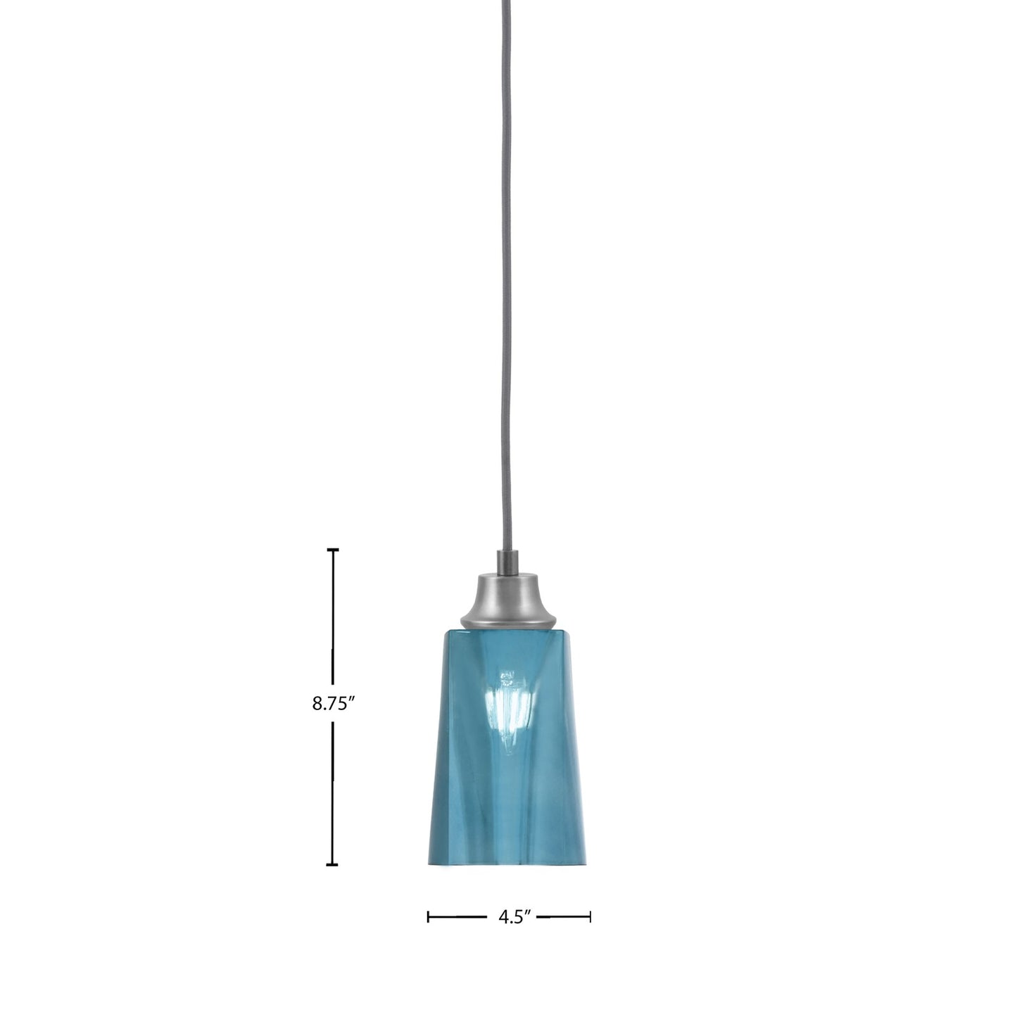 Toltec Cord 4.5in 1-Light Pendant | Graphite Steel and Blue Gradient Glass | Kitchen Island & Dining Room | 4.5 x 4.5 x 8.75 in | Model 32-GP-265
