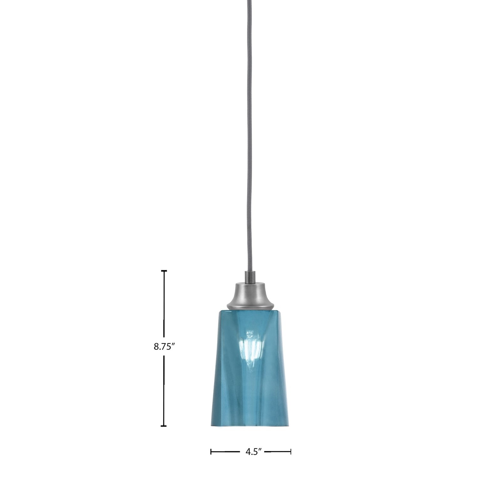 Toltec Cord 4.5in 1-Light Pendant | Graphite Steel and Blue Gradient Glass | Kitchen Island & Dining Room | 4.5 x 4.5 x 8.75 in | Model 32-GP-265