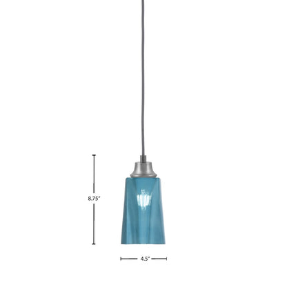 Toltec Cord 4.5in 1-Light Pendant | Graphite Steel and Blue Gradient Glass | Kitchen Island & Dining Room | 4.5 x 4.5 x 8.75 in | Model 32-GP-265