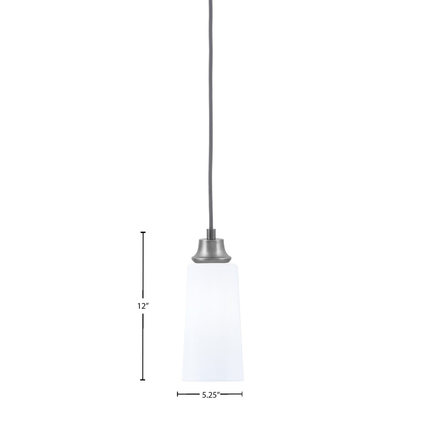 Toltec Cord 5in 1-Light Pendant | Graphite Steel and White Opal Glass | Kitchen Island & Dining Room | 5 x 5 x 12 in | Model 32-GP-291