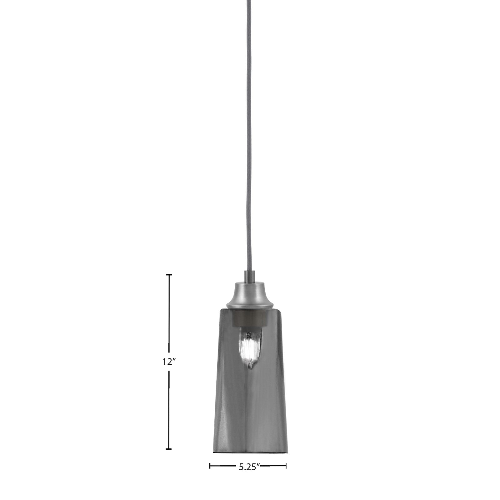 Toltec Cord 5in 1-Light Pendant | Graphite Steel and Smoke Bubble Glass | Kitchen Island & Bar | 5 x 5 x 12 in | Model 32-GP-292