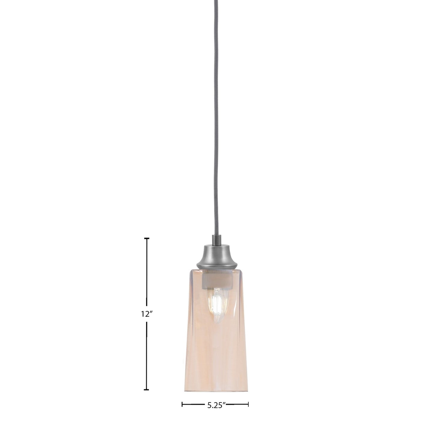 Toltec Cord 5in 1-Light Pendant | Graphite Steel and Amber Gradient Glass | Kitchen Island & Dining Room | 5 x 5 x 12 in | Model 32-GP-293