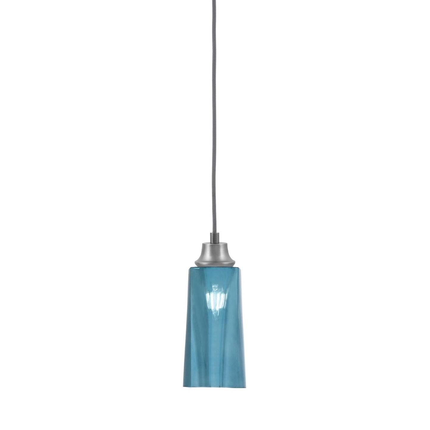 Toltec Cord 5in 1-Light Pendant | Industrial Graphite Steel and Blue Gradient Glass | Kitchen Island & Dining Room | 5 x 12 in | Model 32-GP-295