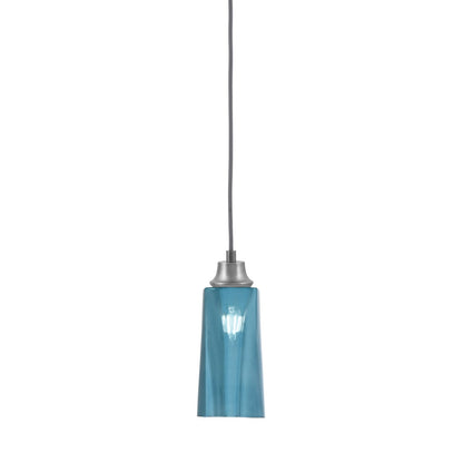 Toltec Cord 5in 1-Light Pendant | Industrial Graphite Steel and Blue Gradient Glass | Kitchen Island & Dining Room | 5 x 12 in | Model 32-GP-295
