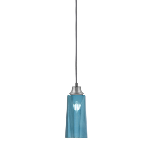 Toltec Cord 5in 1-Light Pendant | Industrial Graphite Steel and Blue Gradient Glass | Kitchen Island & Dining Room | 5 x 12 in | Model 32-GP-295