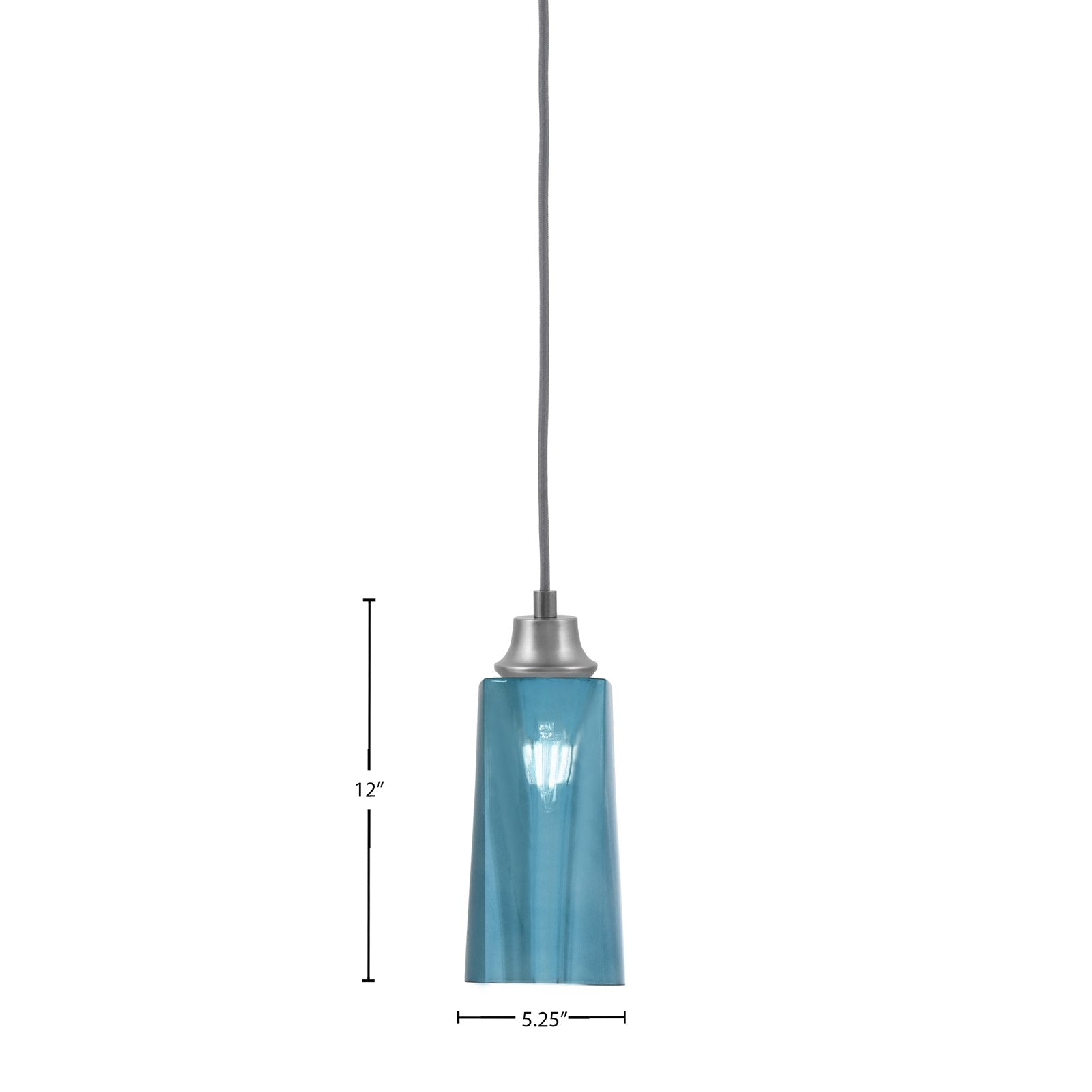 Toltec Cord 5in 1-Light Pendant | Industrial Graphite Steel and Blue Gradient Glass | Kitchen Island & Dining Room | 5 x 12 in | Model 32-GP-295