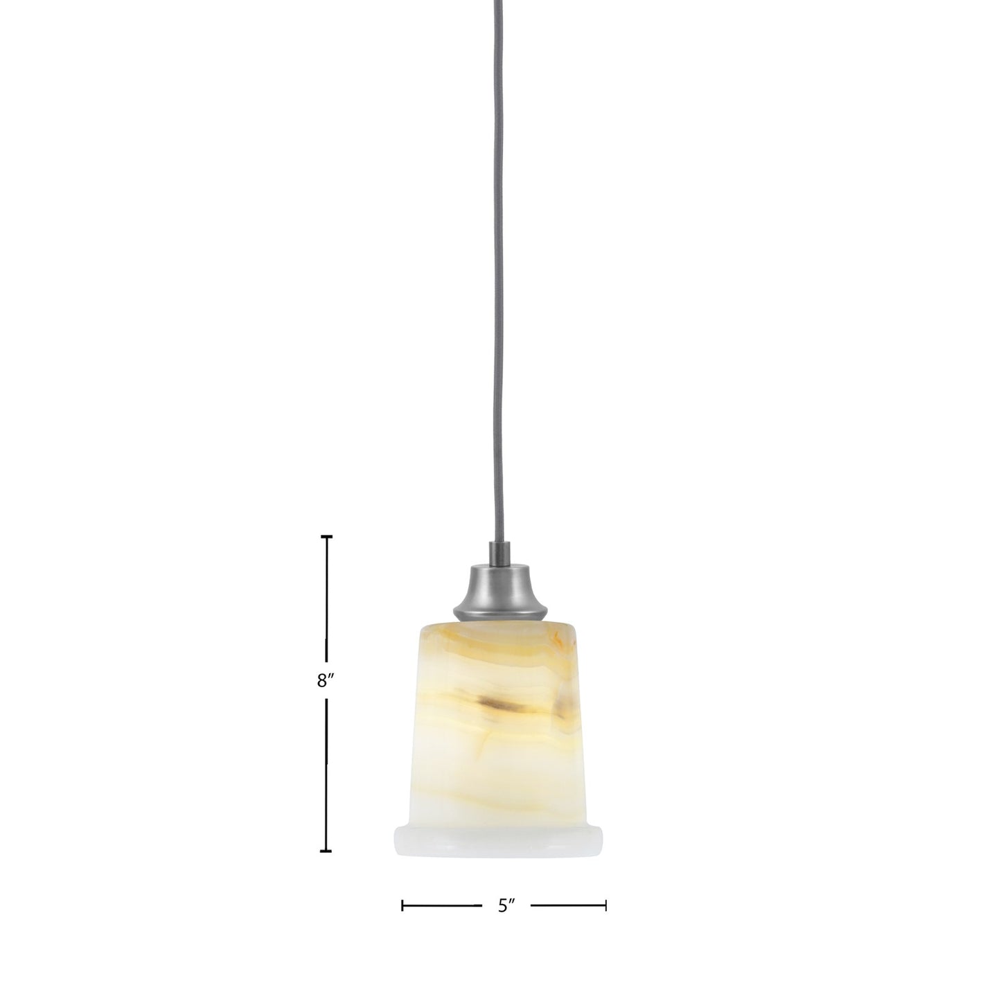 Toltec Cord 5in 1-Light Pendant | Industrial Graphite Steel and Natural Stone Glass | Kitchen Island & Dining Room | 5 x 8 in | Model 32-GP-4128