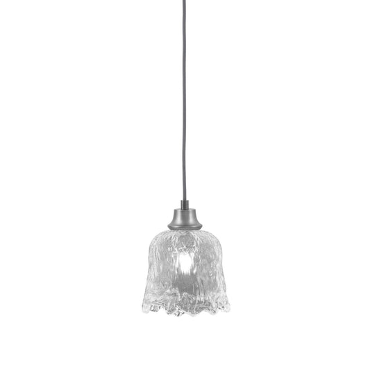 Toltec Cord 7in 1-Light Pendant | Industrial Graphite Steel and Clear Lava Glass | Kitchen Island & Dining Room | 7 x 8.75 in | Model 32-GP-4230