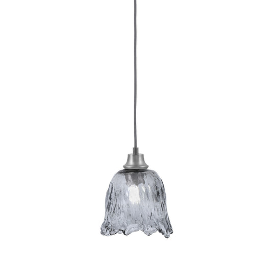 Toltec Cord 7in 1-Light Pendant | Graphite Steel and Smoke Lava Glass | Kitchen Island & Accent | 7 x 8.75 in | Model 32-GP-4232