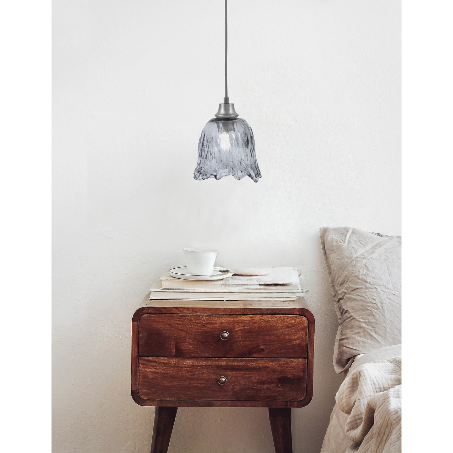 Toltec Cord 7in 1-Light Pendant | Graphite Steel and Smoke Lava Glass | Kitchen Island & Accent | 7 x 8.75 in | Model 32-GP-4232