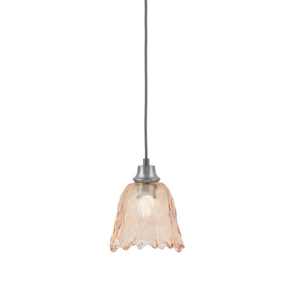 Toltec Cord 7in 1-Light Pendant | Graphite Steel and Amber Lava Glass | Kitchen Island & Dining Room | 7 x 8.75 in | Model 32-GP-4233