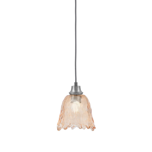 Toltec Cord 7in 1-Light Pendant | Graphite Steel and Amber Lava Glass | Kitchen Island & Dining Room | 7 x 8.75 in | Model 32-GP-4233