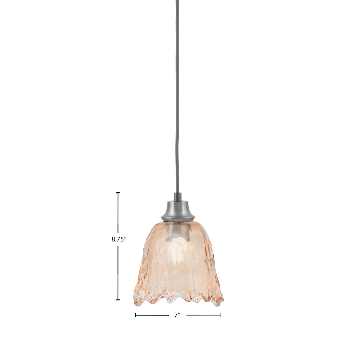 Toltec Cord 7in 1-Light Pendant | Graphite Steel and Amber Lava Glass | Kitchen Island & Dining Room | 7 x 8.75 in | Model 32-GP-4233