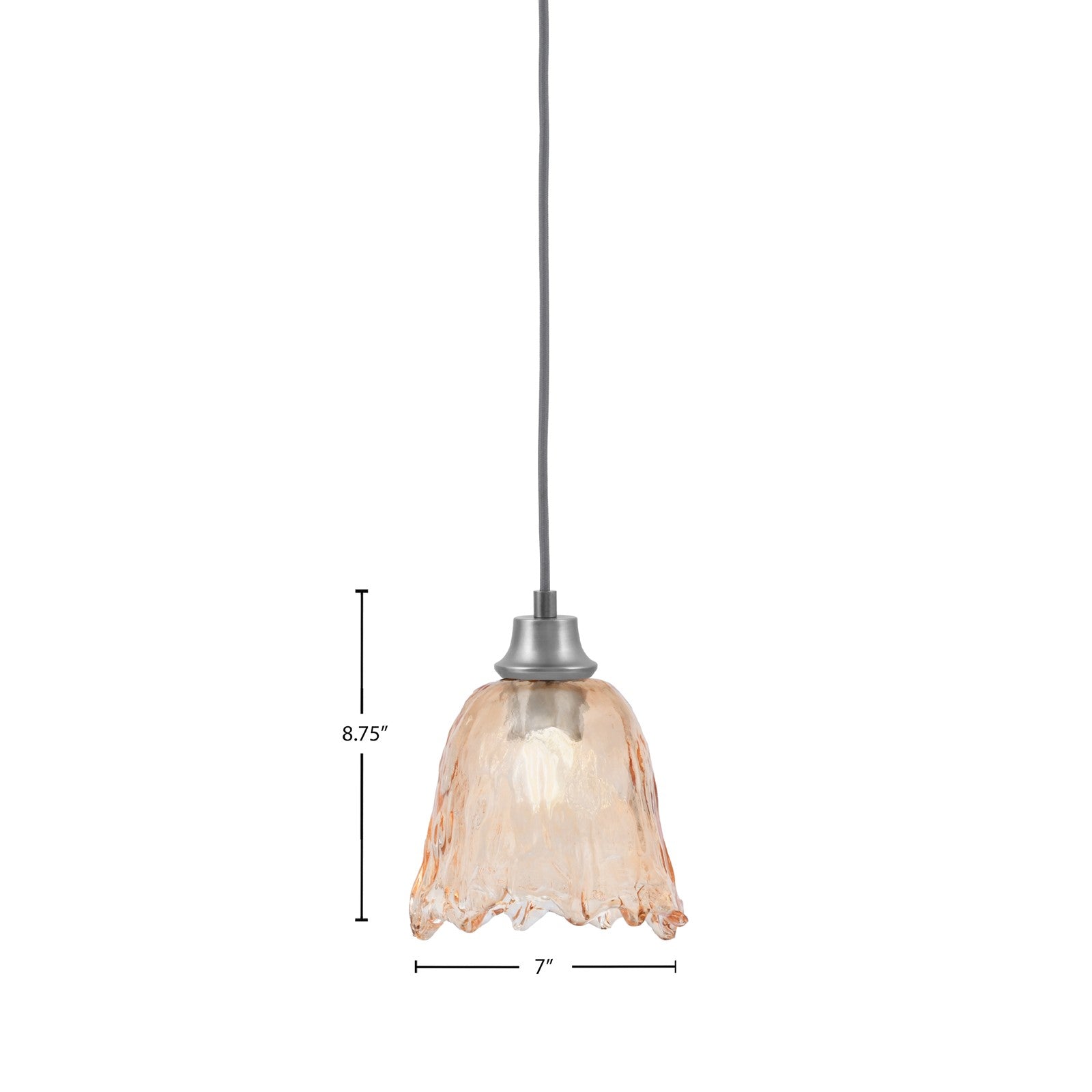 Toltec Cord 7in 1-Light Pendant | Graphite Steel and Amber Lava Glass | Kitchen Island & Dining Room | 7 x 8.75 in | Model 32-GP-4233