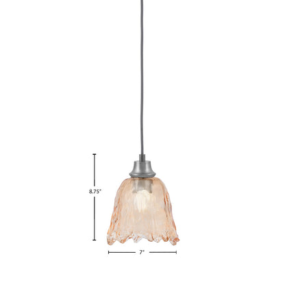 Toltec Cord 7in 1-Light Pendant | Graphite Steel and Amber Lava Glass | Kitchen Island & Dining Room | 7 x 8.75 in | Model 32-GP-4233