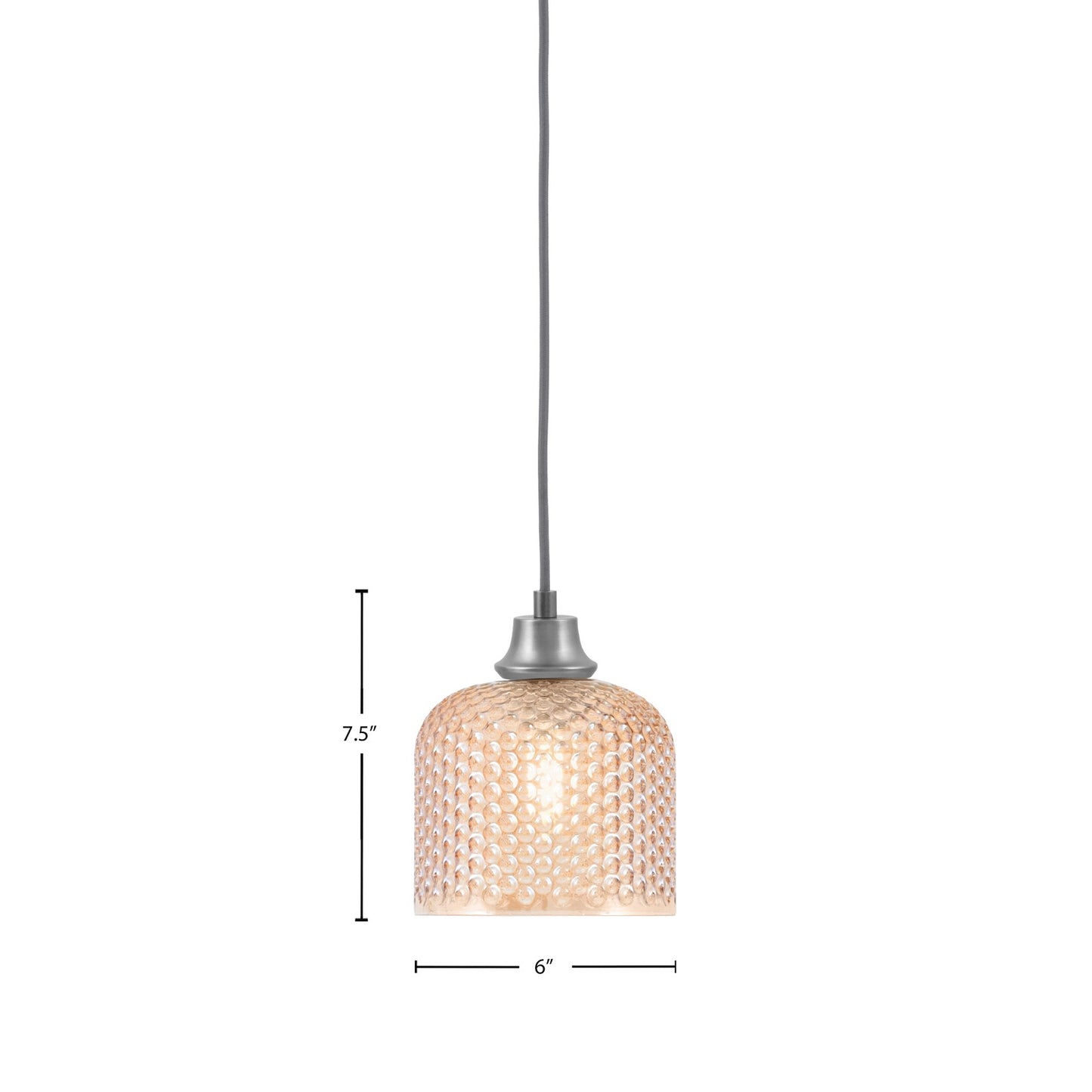 Toltec Cord 6in 1-Light Pendant | Graphite Steel and Amber Textured Glass | Kitchen Island & Accent | 6 x 7.5 in | Model 32-GP-4613