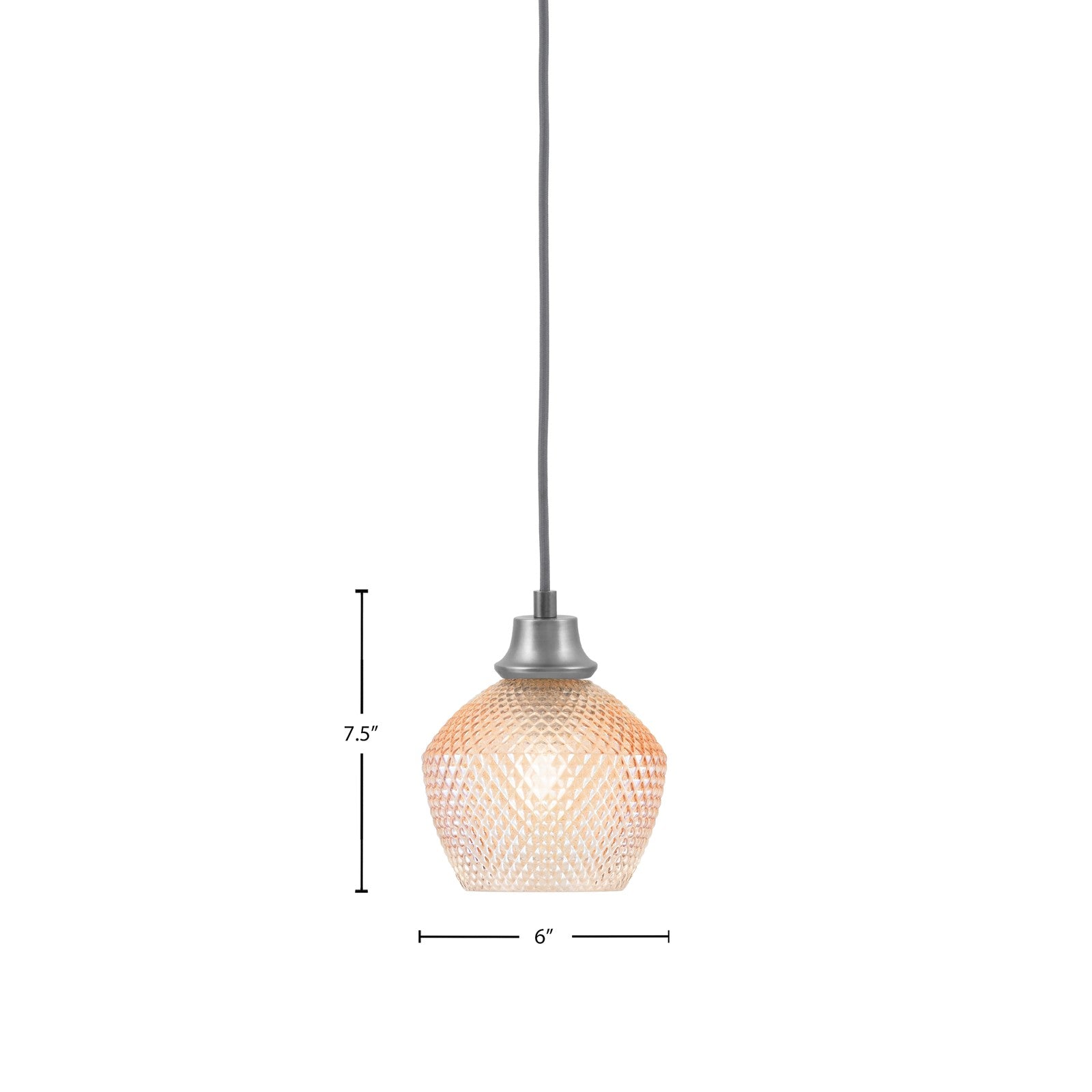 Toltec Cord 6in 1-Light Pendant | Graphite Steel and Amber Textured Glass | Kitchen Island & Dining Room | 6 x 7.5 in | Model 32-GP-4623