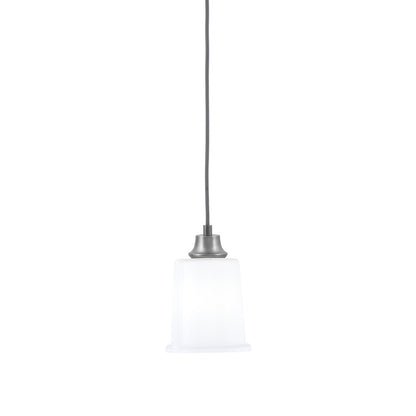Toltec Cord 5.25in 1-Light Pendant | Minimalist Graphite Steel and White Opal Glass | Kitchen Island & Dining Room | 5.25 x 5.25 x 8 in | Model 32-GP-5031