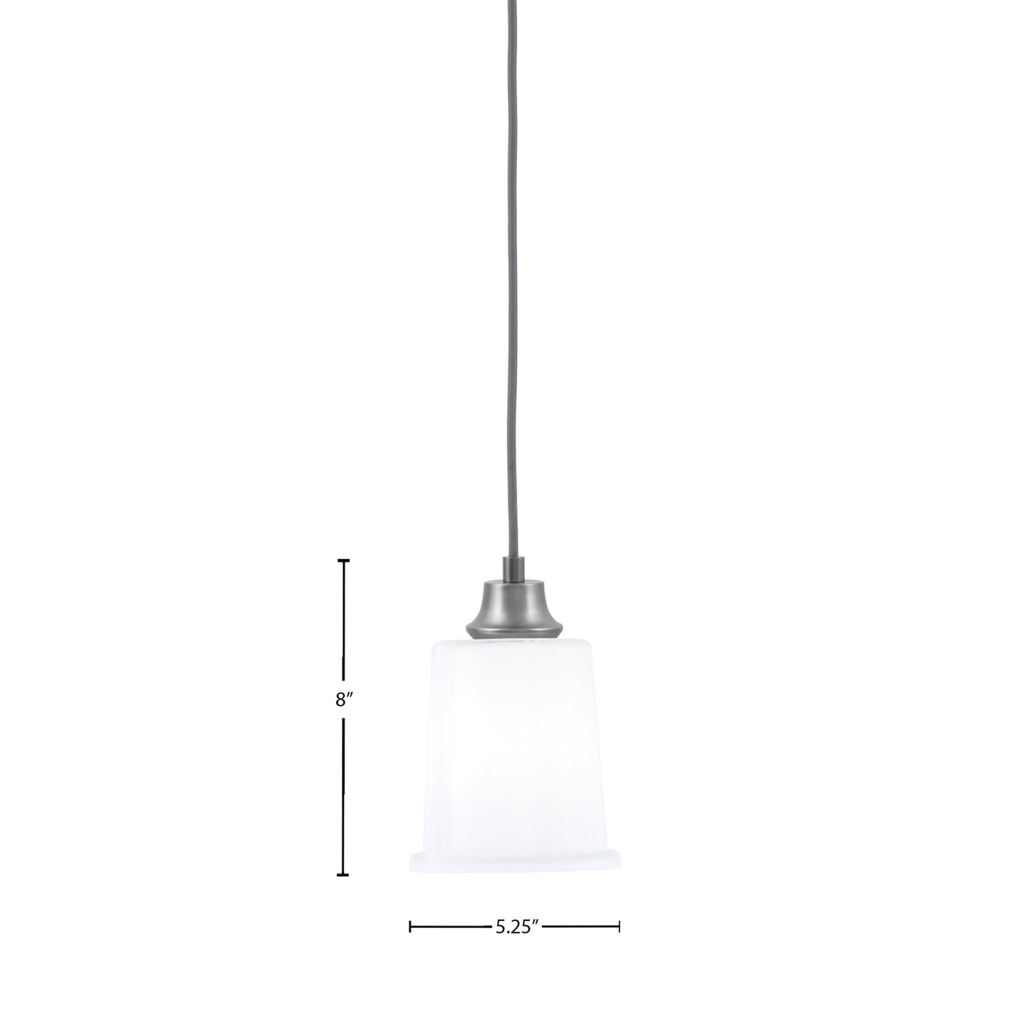 Toltec Cord 5.25in 1-Light Pendant | Minimalist Graphite Steel and White Opal Glass | Kitchen Island & Dining Room | 5.25 x 5.25 x 8 in | Model 32-GP-5031
