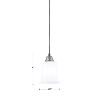 Toltec Cord 5.25in 1-Light Pendant | Minimalist Graphite Steel and White Opal Glass | Kitchen Island & Dining Room | 5.25 x 5.25 x 8 in | Model 32-GP-5031