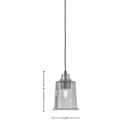 Toltec Cord 5.25in 1-Light Pendant | Modern Graphite Steel and Smoke Bubble Glass | Kitchen Island & Bar | 5.25 x 5.25 x 8 in | Model 32-GP-5032