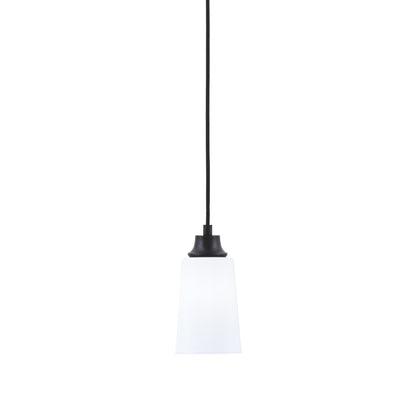 Toltec Cord 4.5in 1-Light Pendant | Modern Matte Black Steel and White Opal Glass | Kitchen Island & Dining Room | 4.5 x 8.75 in | Model 32-MB-261
