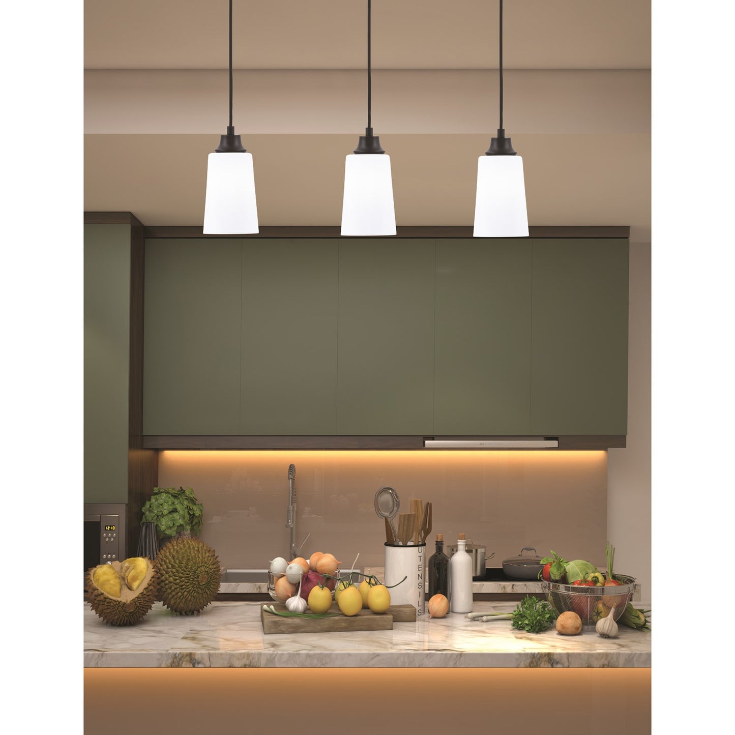 Toltec Cord 4.5in 1-Light Pendant | Modern Matte Black Steel and White Opal Glass | Kitchen Island & Dining Room | 4.5 x 8.75 in | Model 32-MB-261