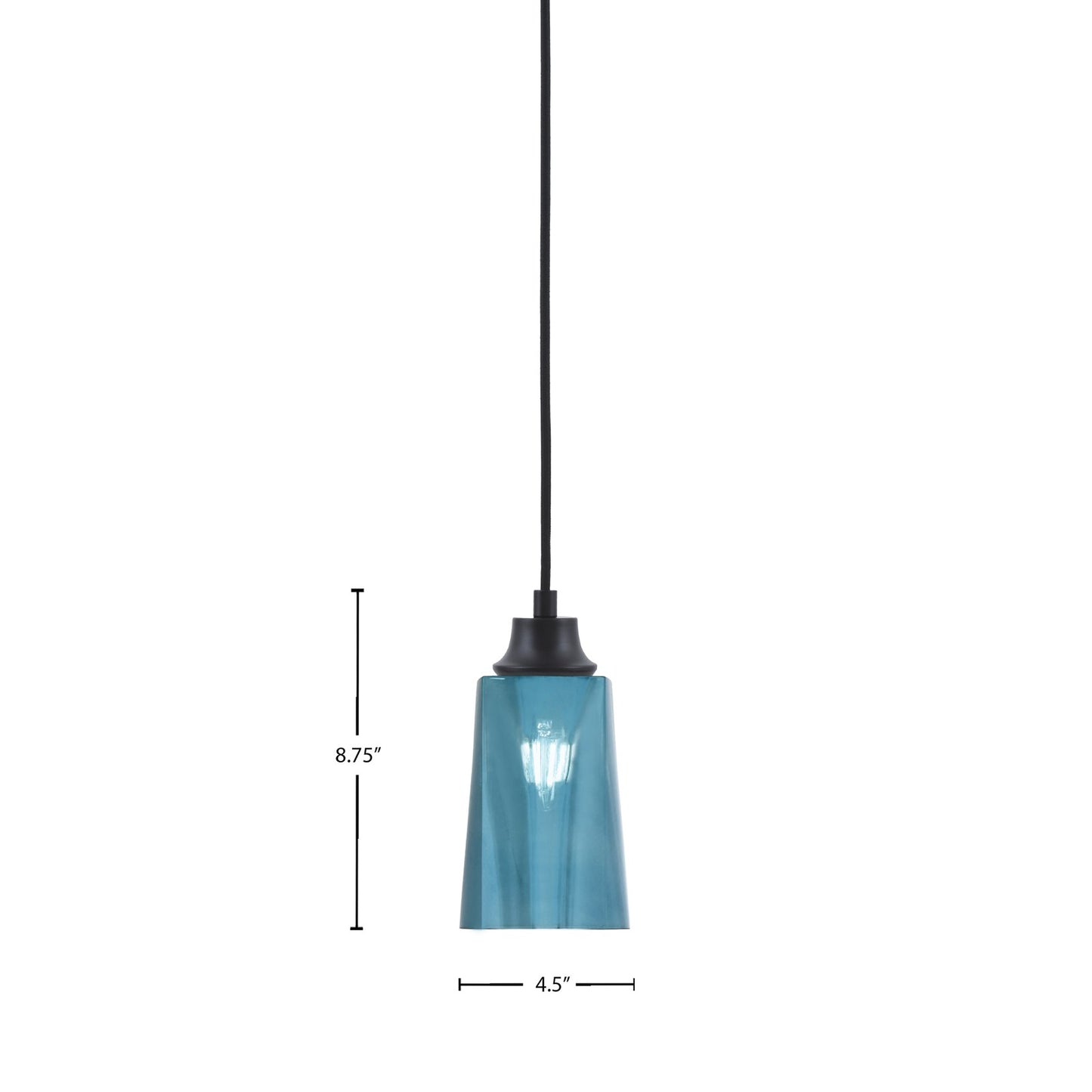 Toltec Cord 4.5in 1-Light Pendant | Modern Matte Black Steel and Blue Gradient Glass | Kitchen Island & Dining Room | 4.5 x 8.75 in | Model 32-MB-265