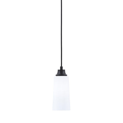 Toltec Cord 5in 1-Light Pendant | Modern Matte Black Steel and White Opal Glass | Kitchen Island & Dining Room | 5 x 12 in | Model 32-MB-291