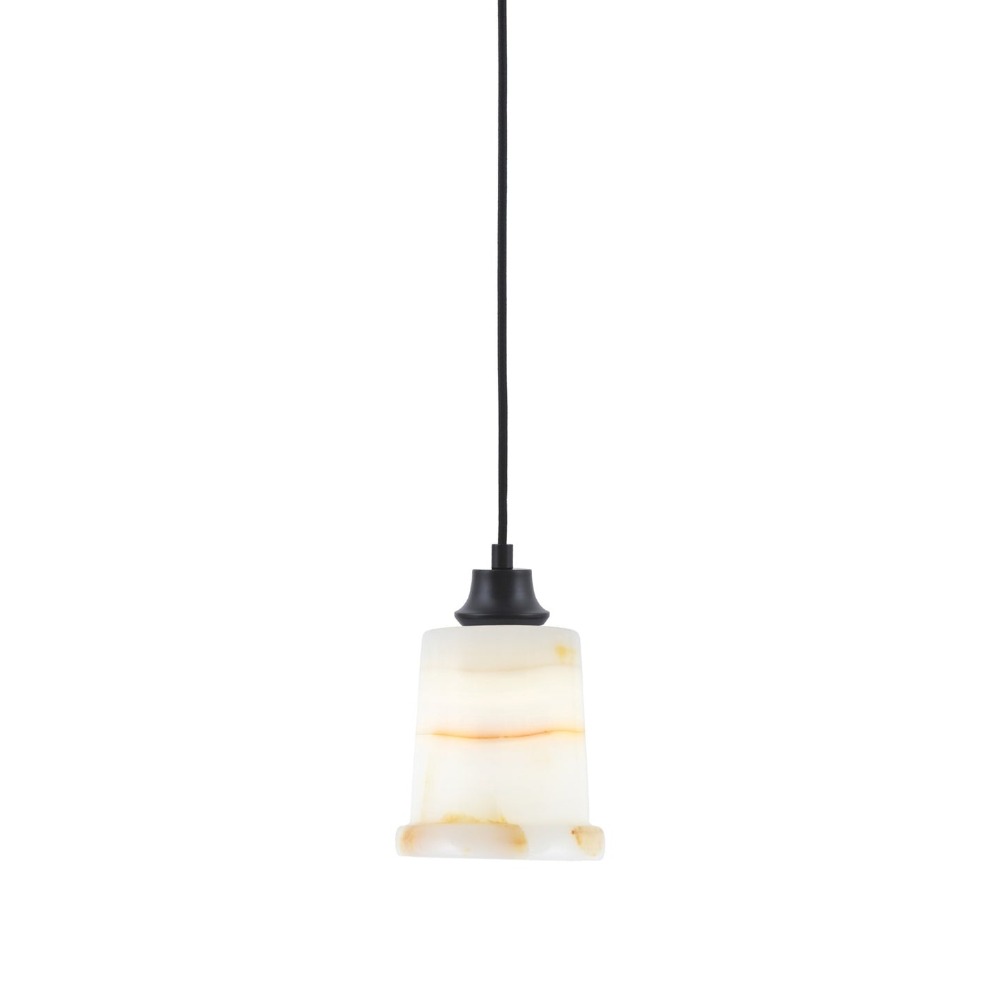 Toltec Cord 5in 1-Light Pendant | Modern Matte Black Steel and Natural Stone Glass | Kitchen Island & Dining Room | 5 x 5 x 8 in | Model 32-MB-4128