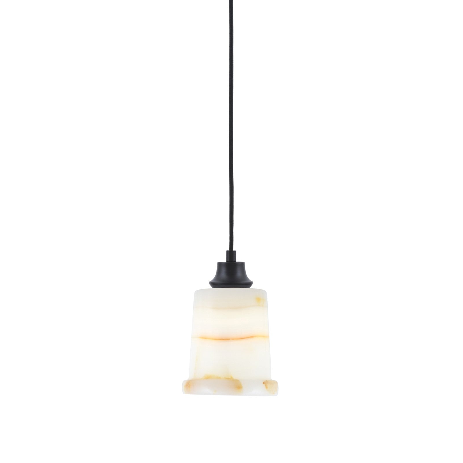 Toltec Cord 5in 1-Light Pendant | Modern Matte Black Steel and Natural Stone Glass | Kitchen Island & Dining Room | 5 x 5 x 8 in | Model 32-MB-4128
