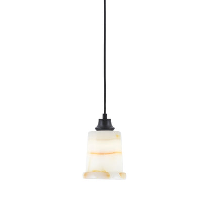 Toltec Cord 5in 1-Light Pendant | Modern Matte Black Steel and Natural Stone Glass | Kitchen Island & Dining Room | 5 x 5 x 8 in | Model 32-MB-4128