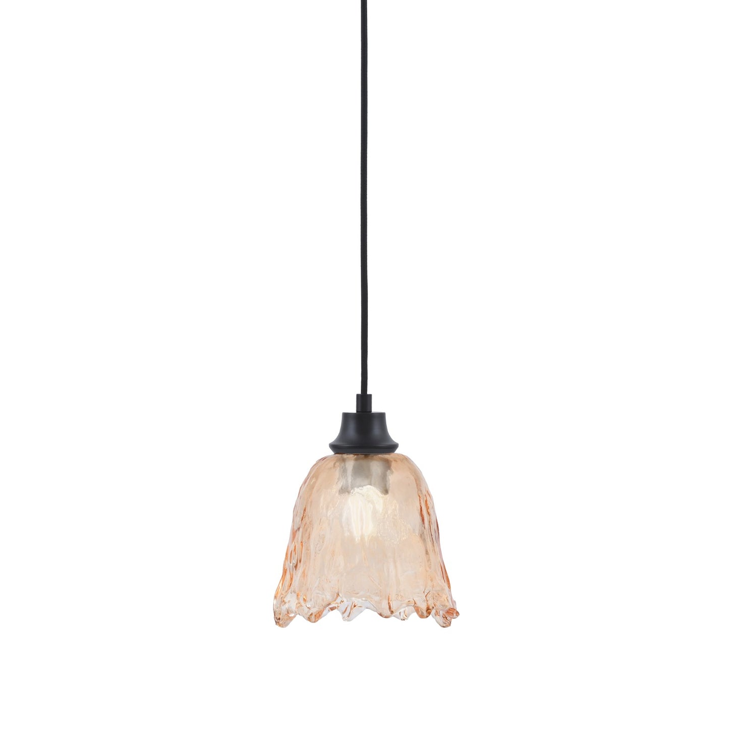 Toltec Cord 7in 1-Light Pendant | Modern Matte Black Steel and Clear Lava Glass | Kitchen Island & Dining Room | 7 x 7 x 8.75 in | Model 32-MB-4230