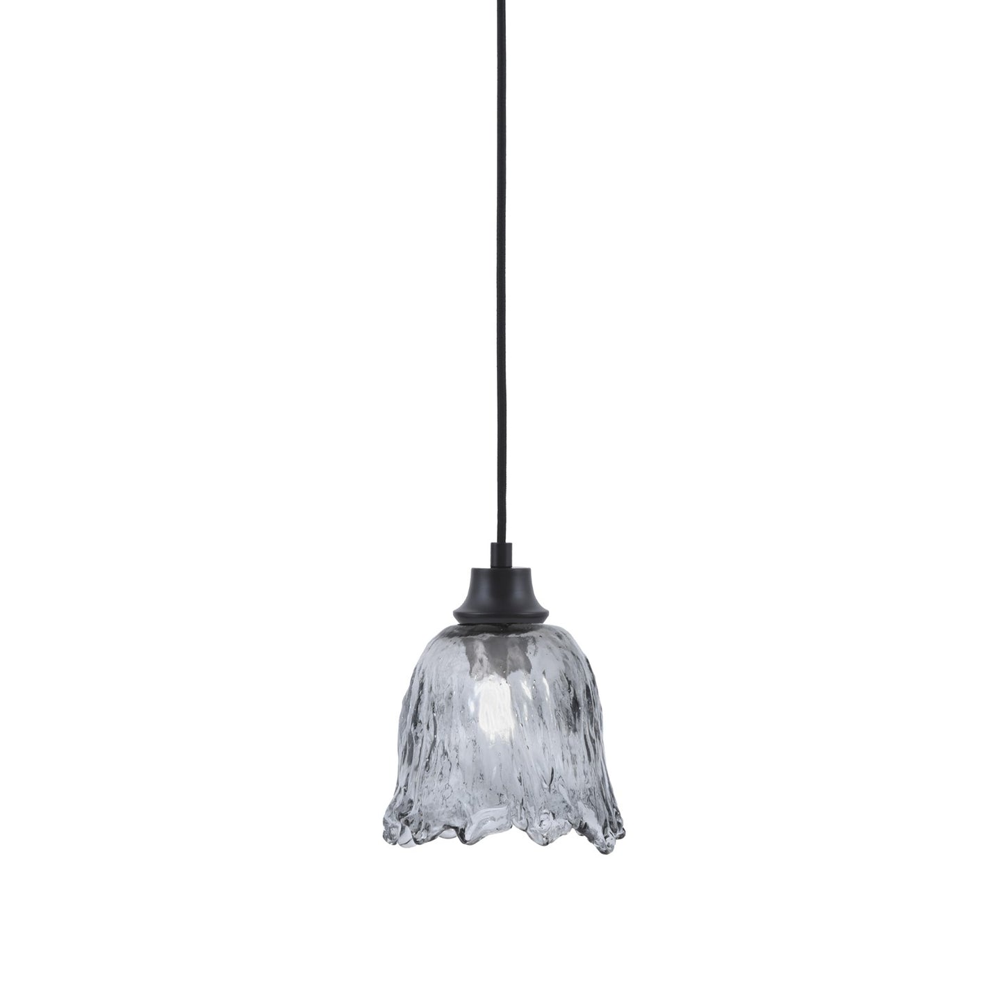 Toltec Cord 7in 1-Light Pendant | Modern Matte Black Steel and Smoke Lava Glass | Kitchen Island & Dining Room | 7 x 7 x 8.75 in | Model 32-MB-4232