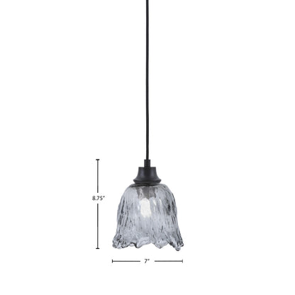 Toltec Cord 7in 1-Light Pendant | Modern Matte Black Steel and Smoke Lava Glass | Kitchen Island & Dining Room | 7 x 7 x 8.75 in | Model 32-MB-4232