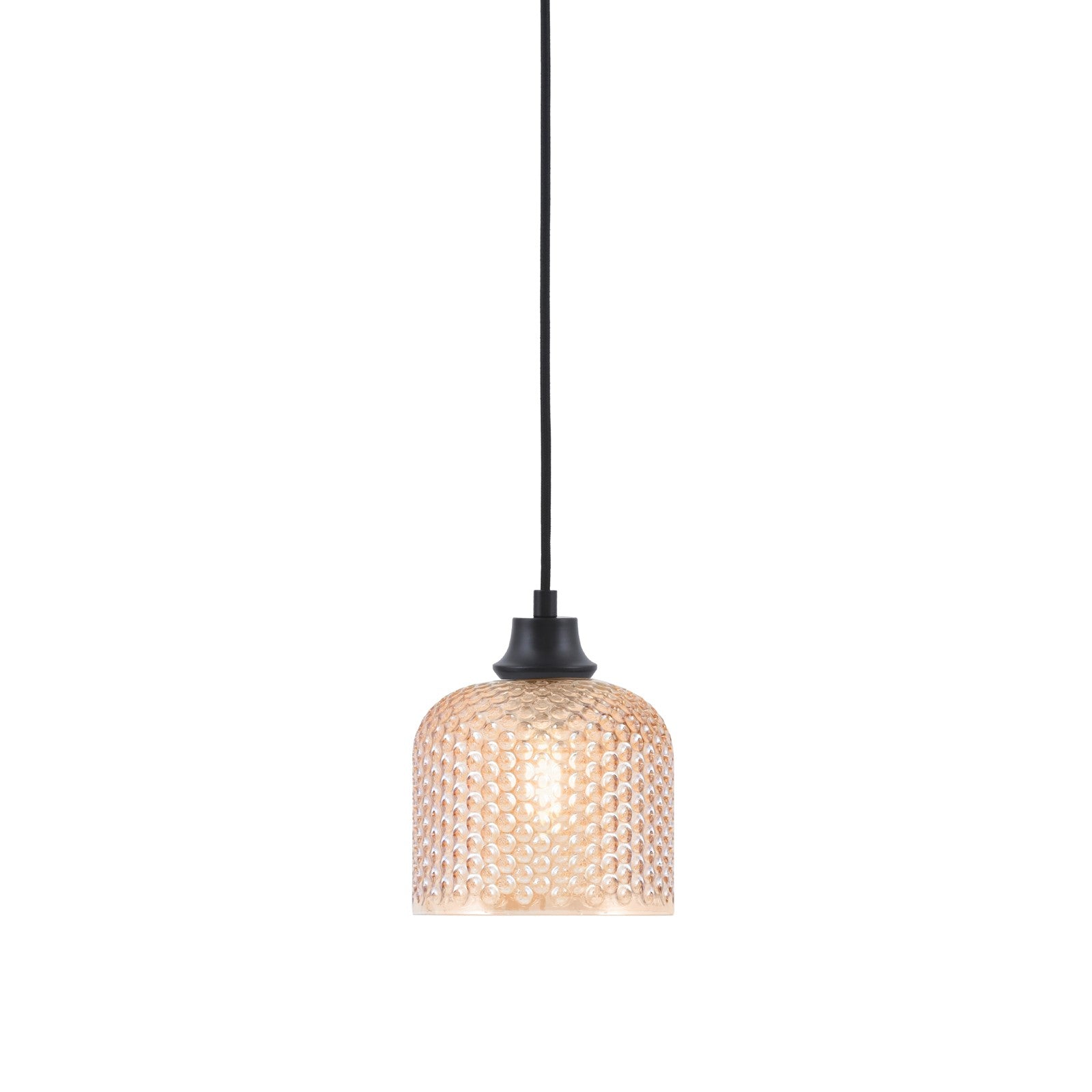 Toltec Cord 6in 1-Light Pendant | Matte Black Steel and Amber Textured Glass | Kitchen Island & Dining Room | 6 x 7.5 in | Model 32-MB-4613