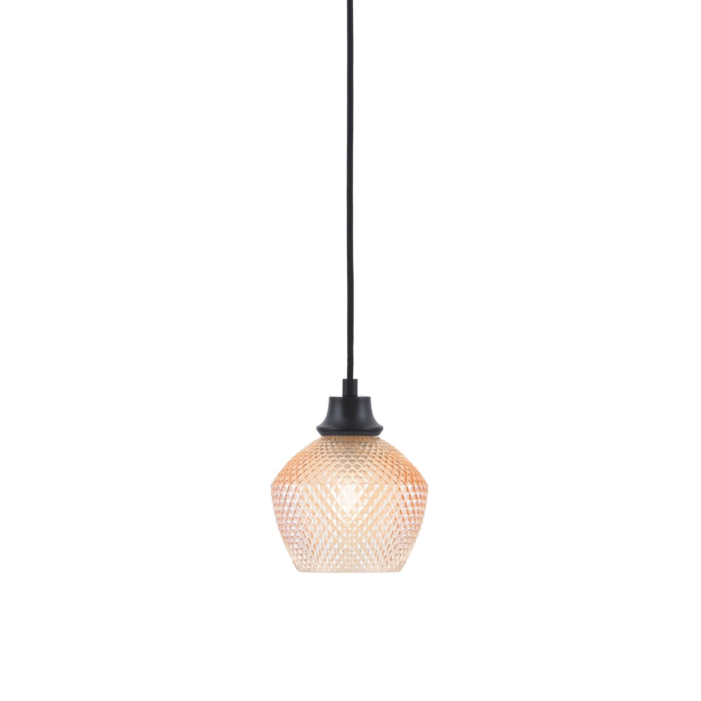 Toltec Cord 6in 1-Light Pendant | Matte Black Steel and Amber Textured Glass | Kitchen Island & Dining Room | 6 x 7.5 in | Model 32-MB-4623