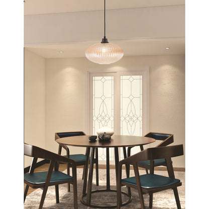 Toltec Cord 12in 1-Light Pendant | Matte Black Steel and Amber Micro Bubble Ribbed Glass | Kitchen Island & Dining Room | 12 x 8.75 in | Model 32-MB-4653