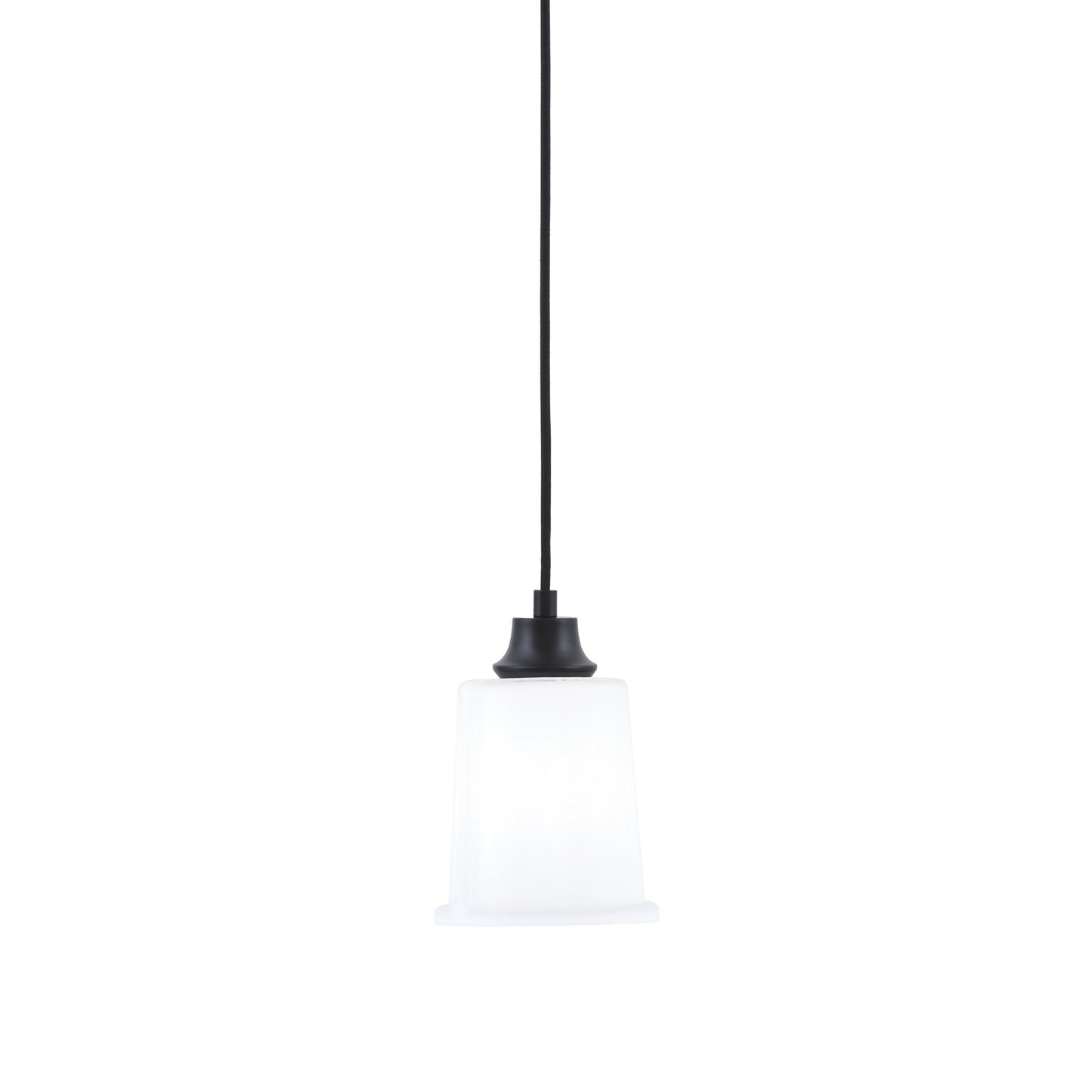 Toltec Cord 5.25in 1-Light Pendant | Modern Matte Black Steel and White Opal Glass | Kitchen Island & Dining Room | 5.25 x 5.25 x 8 in | Model 32-MB-5031