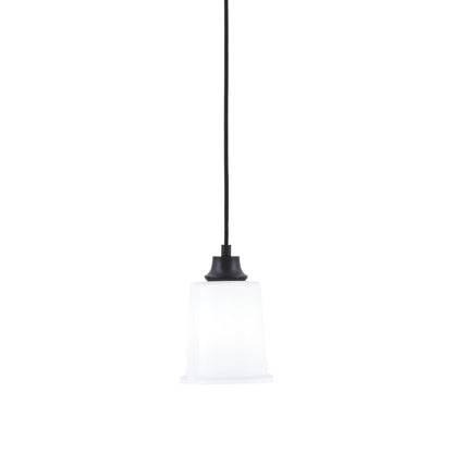 Toltec Cord 5.25in 1-Light Pendant | Modern Matte Black Steel and White Opal Glass | Kitchen Island & Dining Room | 5.25 x 5.25 x 8 in | Model 32-MB-5031