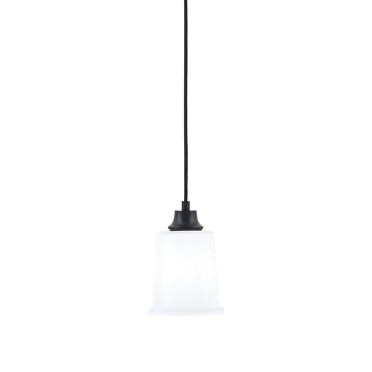 Toltec Cord 5.25in 1-Light Pendant | Modern Matte Black Steel and White Opal Glass | Kitchen Island & Dining Room | 5.25 x 5.25 x 8 in | Model 32-MB-5031