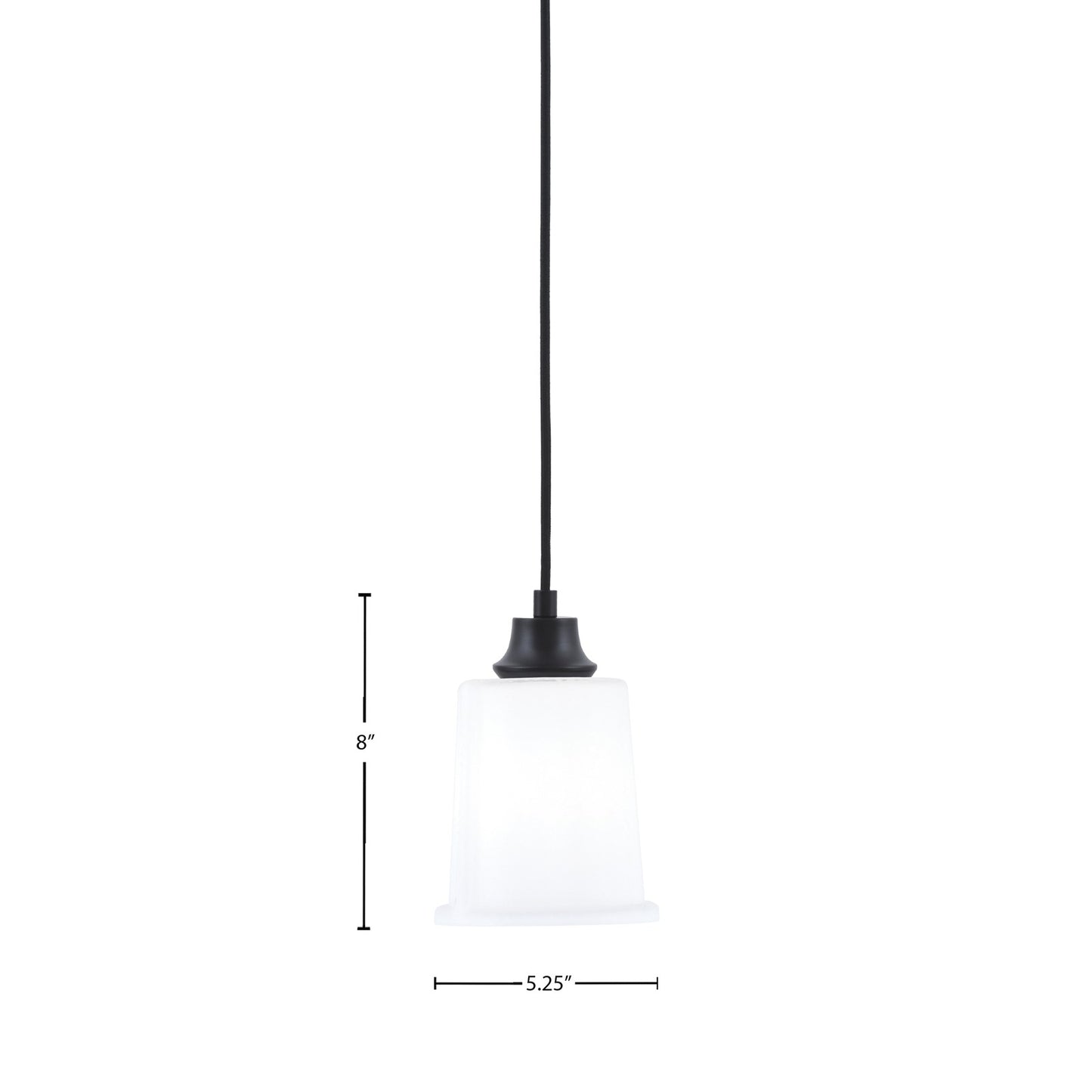Toltec Cord 5.25in 1-Light Pendant | Modern Matte Black Steel and White Opal Glass | Kitchen Island & Dining Room | 5.25 x 5.25 x 8 in | Model 32-MB-5031