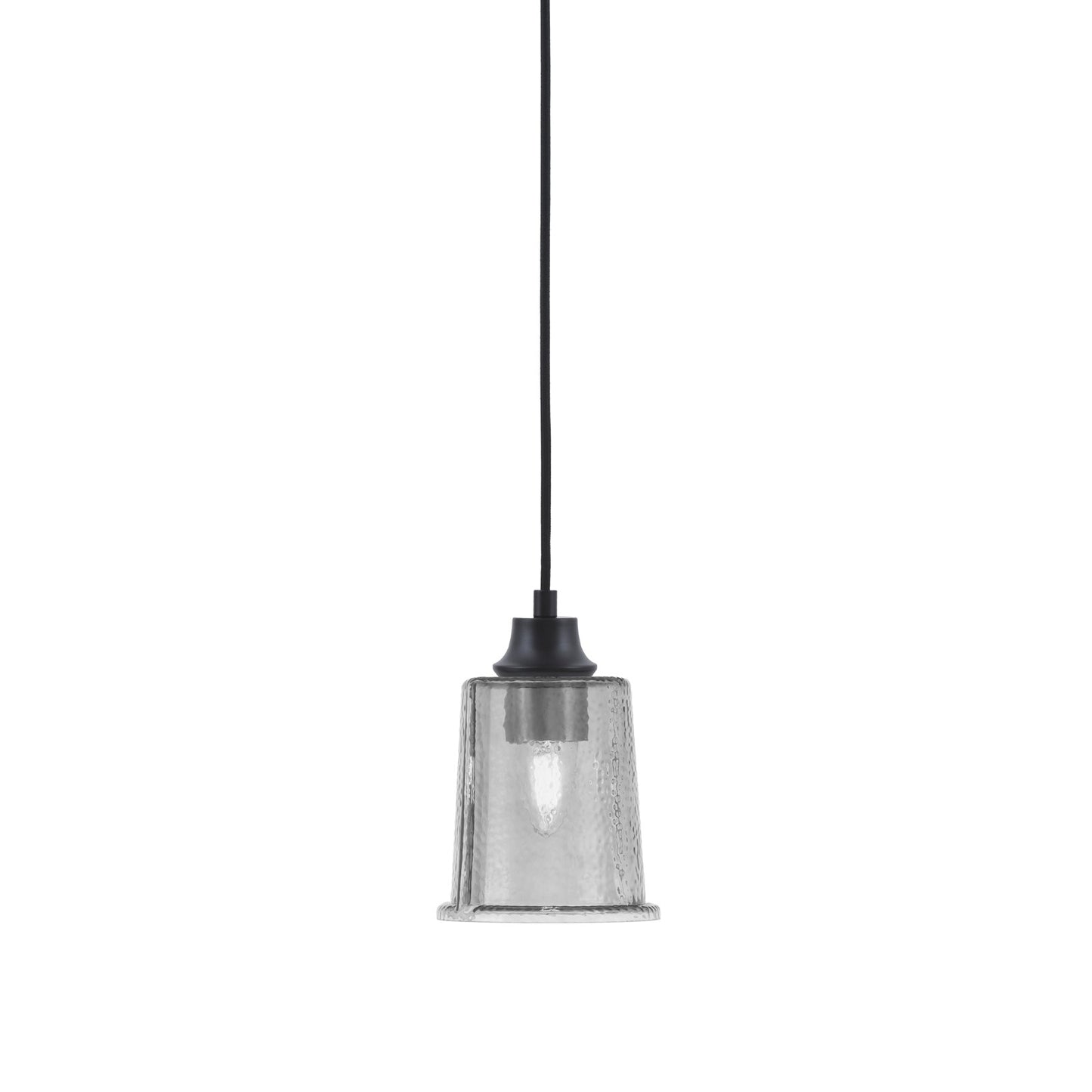 Toltec Cord 5.25in 1-Light Pendant | Modern Matte Black Steel and Smoke Bubble Glass | Kitchen Island & Dining Room | 5.25 x 5.25 x 8 in | Model 32-MB-5032