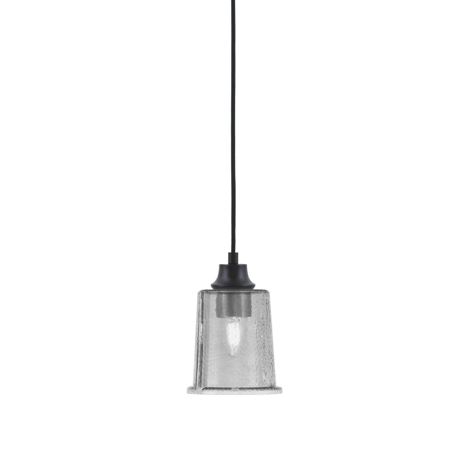 Toltec Cord 5.25in 1-Light Pendant | Modern Matte Black Steel and Smoke Bubble Glass | Kitchen Island & Dining Room | 5.25 x 5.25 x 8 in | Model 32-MB-5032