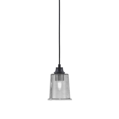 Toltec Cord 5.25in 1-Light Pendant | Modern Matte Black Steel and Smoke Bubble Glass | Kitchen Island & Dining Room | 5.25 x 5.25 x 8 in | Model 32-MB-5032