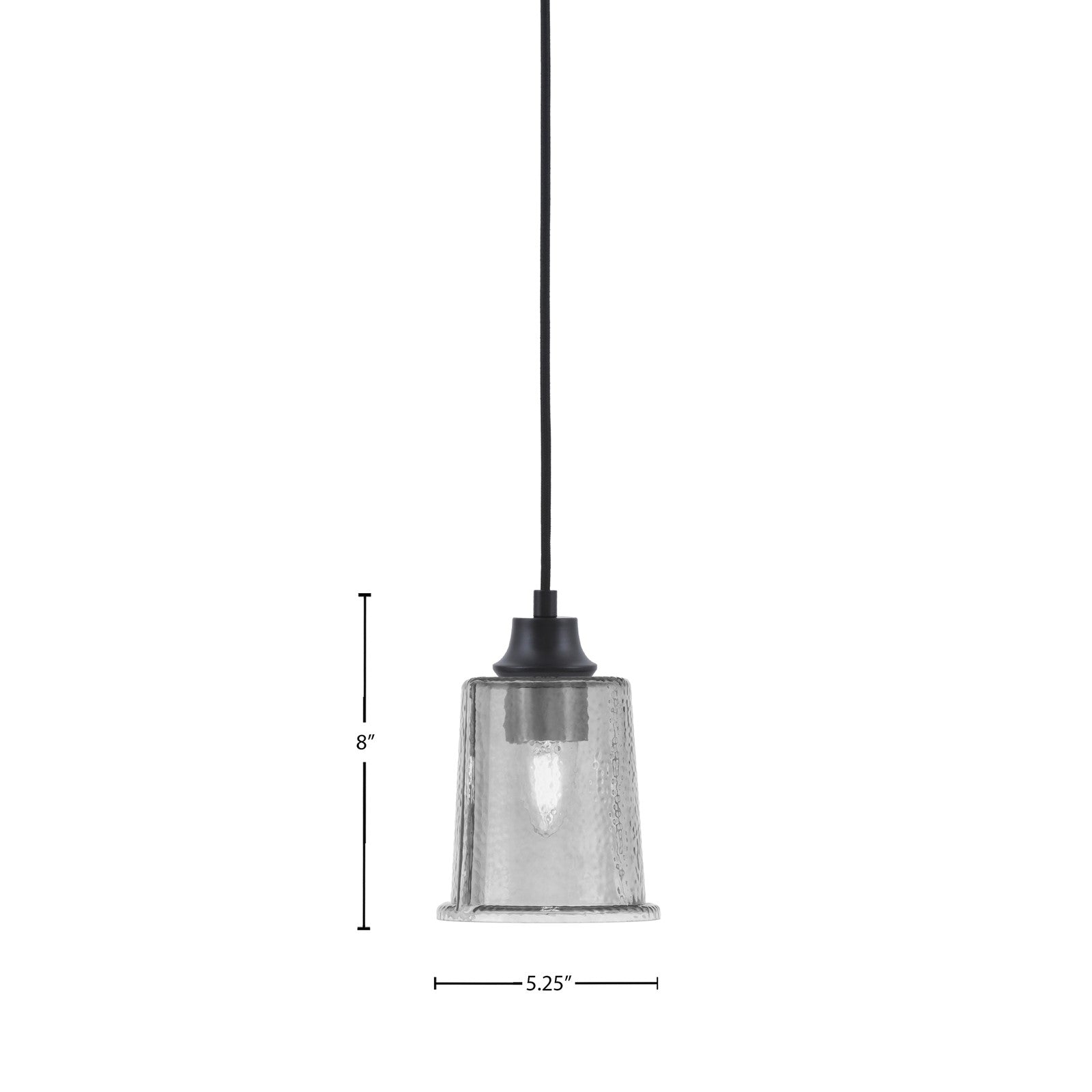 Toltec Cord 5.25in 1-Light Pendant | Modern Matte Black Steel and Smoke Bubble Glass | Kitchen Island & Dining Room | 5.25 x 5.25 x 8 in | Model 32-MB-5032