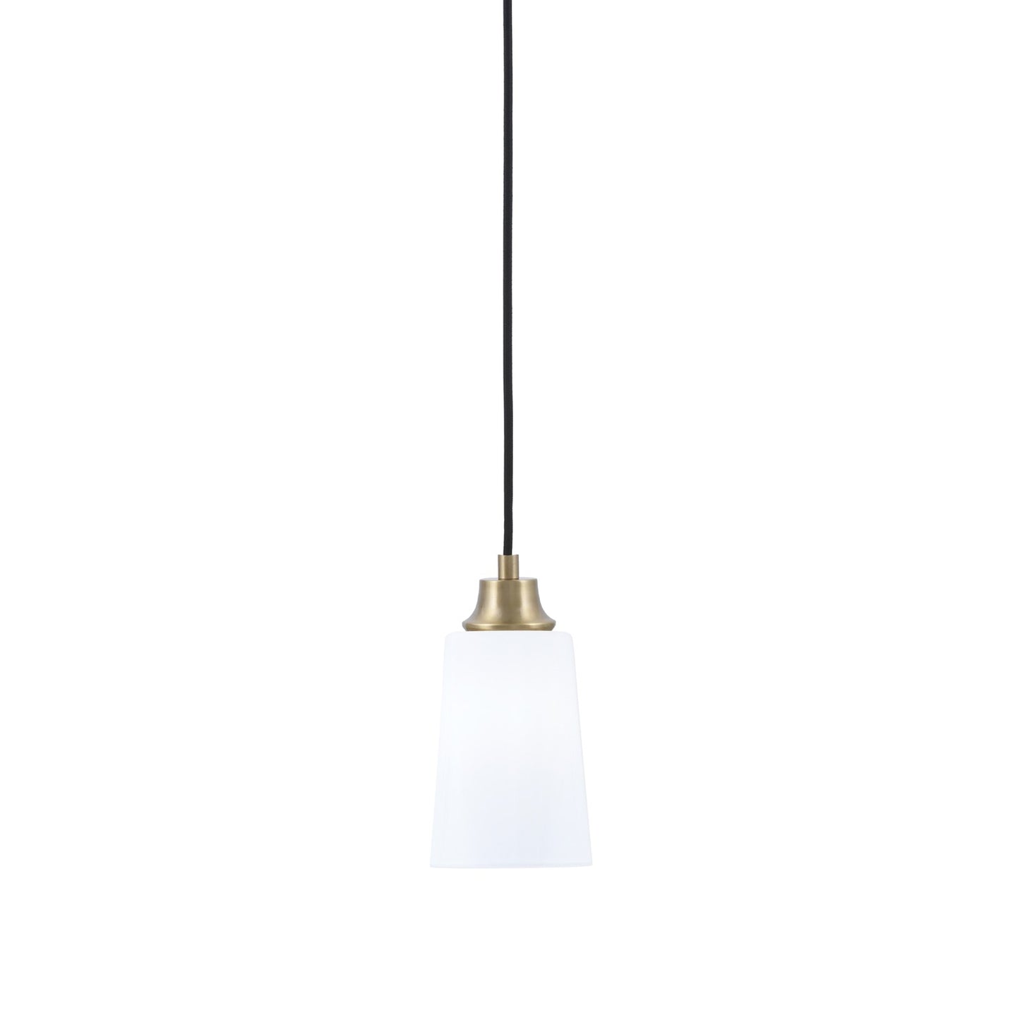 Toltec Cord 4.5in 1-Light Pendant | Modern New Age Brass Steel and White Opal Glass | Kitchen Island & Dining Room | 4.5 x 4.5 x 8.75 in | Model 32-NAB-261