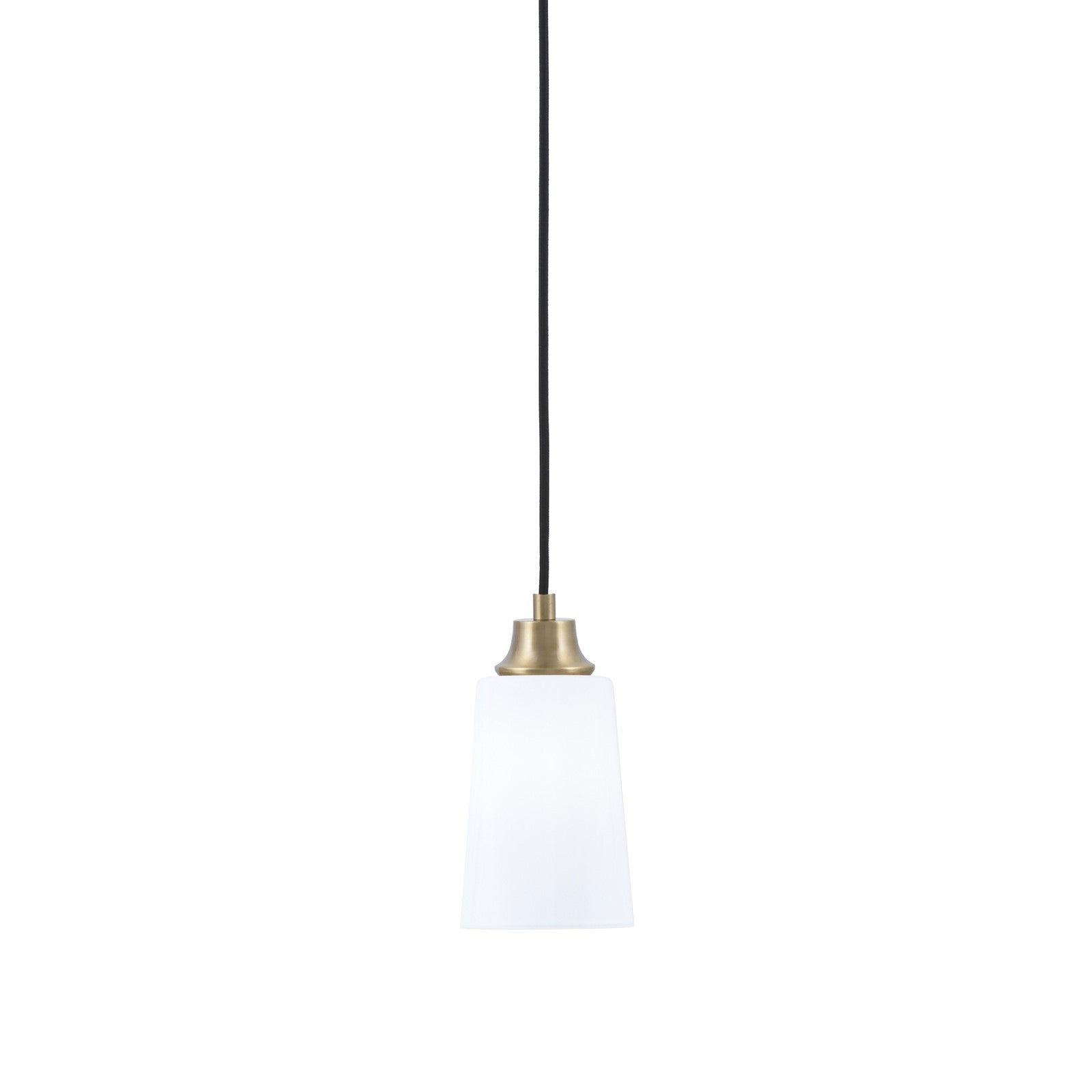 Toltec Cord 4.5in 1-Light Pendant | Modern New Age Brass Steel and White Opal Glass | Kitchen Island & Dining Room | 4.5 x 4.5 x 8.75 in | Model 32-NAB-261