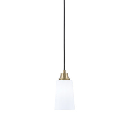 Toltec Cord 4.5in 1-Light Pendant | Modern New Age Brass Steel and White Opal Glass | Kitchen Island & Dining Room | 4.5 x 4.5 x 8.75 in | Model 32-NAB-261
